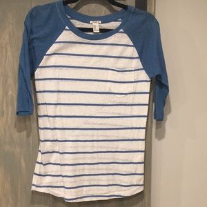 Blue, striped, baseball tee